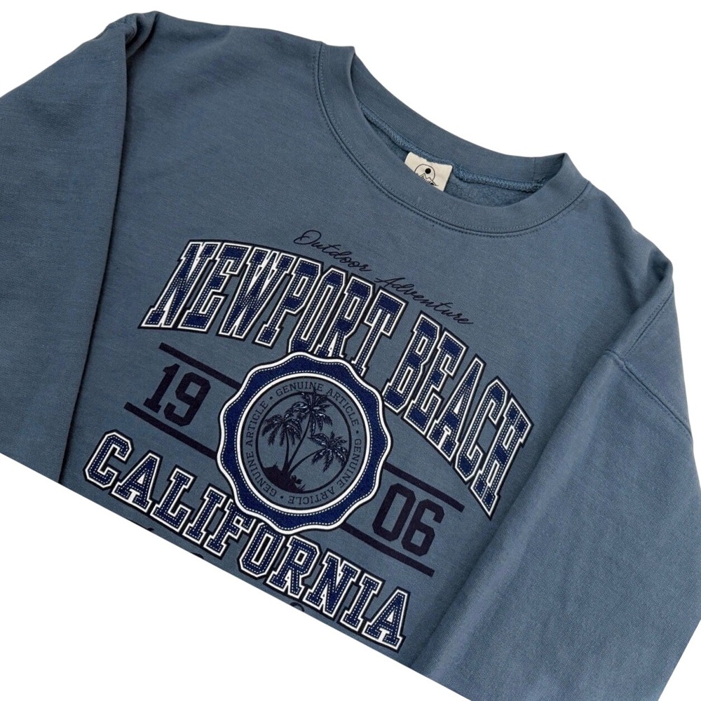 Newport Beach California graphic Sweatshirt size Large Prairie Mountain Crewneck